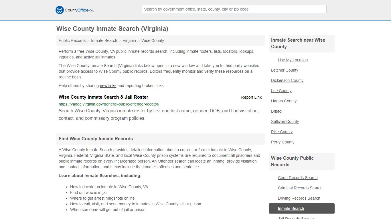 Inmate Search - Wise County, VA (Inmate Rosters & Locators)